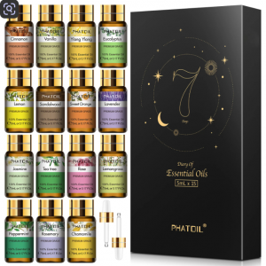 PHATOIL 15pcs Essential Oils Set Natural Plant Aroma Essential Oils Diffuser Eucalyptus Vanilla Mint Lavender Rose Tea Tree Oil