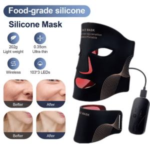 Silicone LED Mask Face And Neck 7 Colors LED Photon Red Light Infrared Therapy Flexible Facial Mask Repair Skin Wireless Use