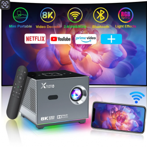 XNANO 300ANSI Projector 8K/4k WiFi 5G Voice Remote Portable Smart Movie Projector with LED Lighting BT5.0 Bulit-in More App